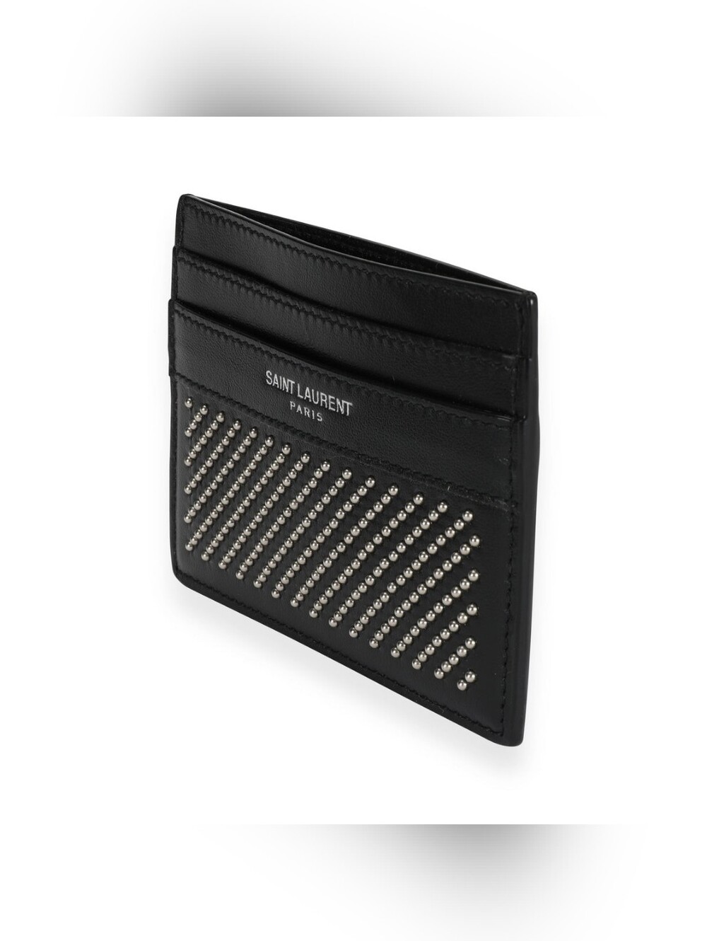 Saint Laurent Studded Black Leather Card Holder - Picture 2 of 5
